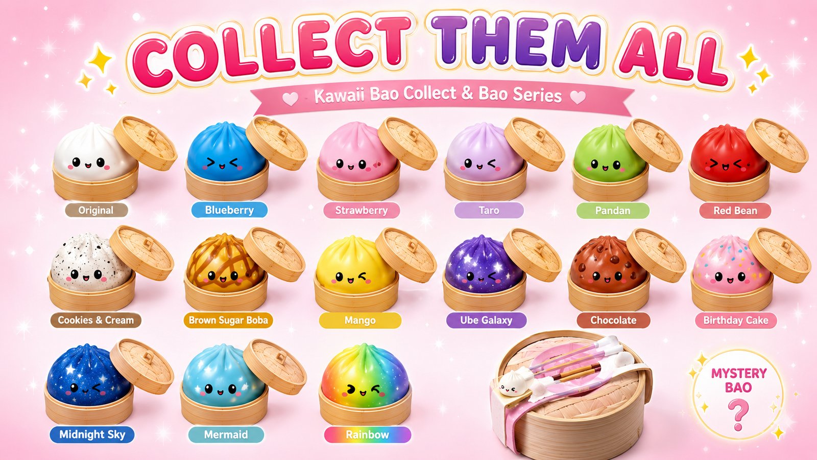 Full collection of Bun Mystery colors to collect
